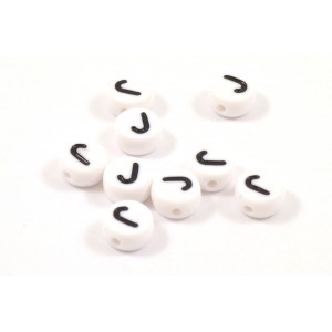 Acrylic flat round bead letter J